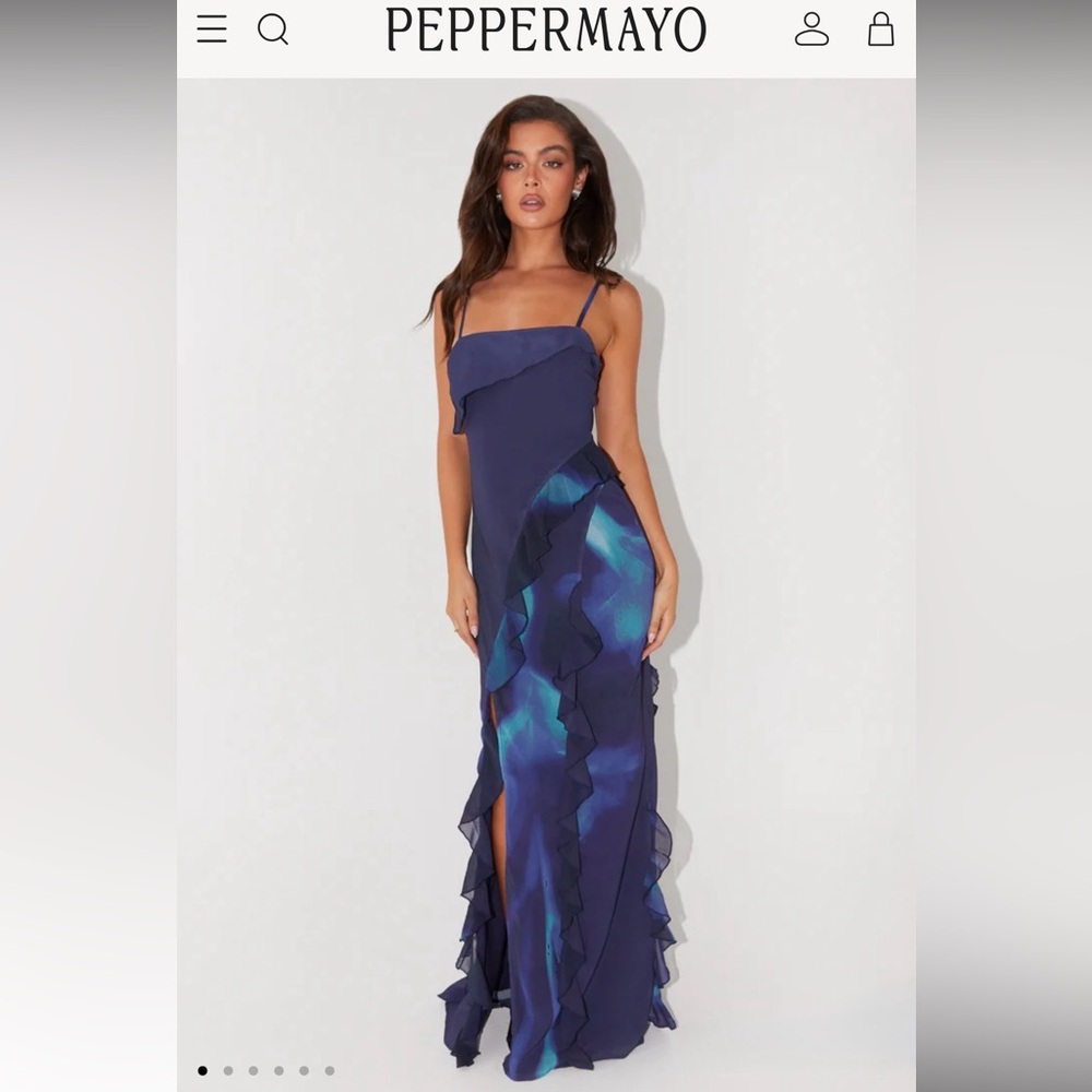 Peppermayo Navy & Teal Ruffle Maxi Dress